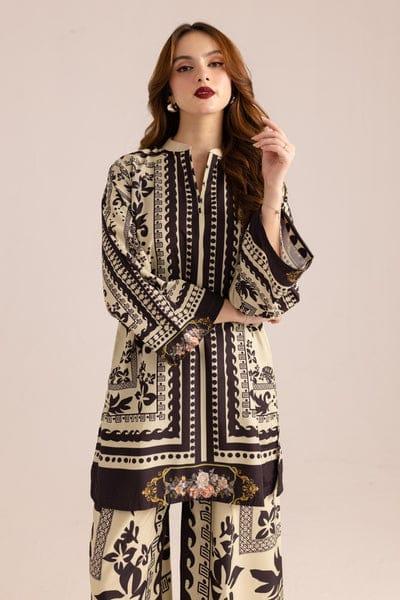 2 Pcs Women's Stitched Printed Shirt And Trouser