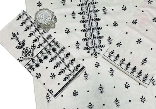 2 Pcs Women's Unstitched Dhanak Embroidered Suit