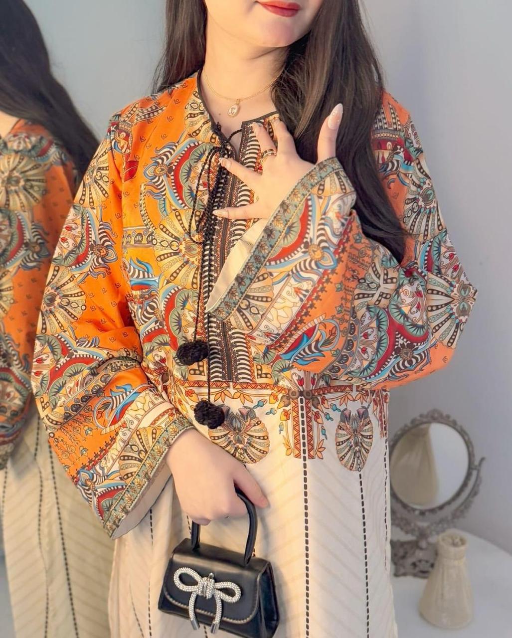Women's Stitched Printed Shirt and Trouser Set - 2 Pcs