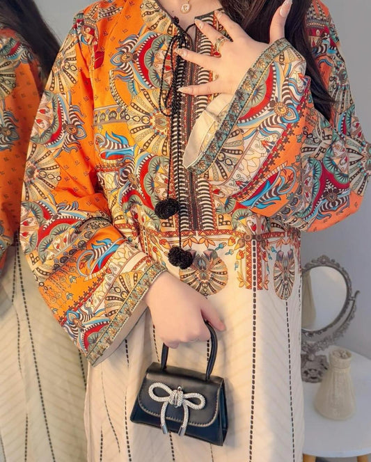 Women's Stitched Printed Shirt and Trouser Set - 2 Pcs
