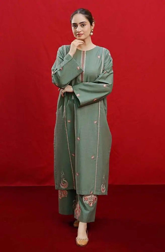 2 pcs women's embroidered lawn suit